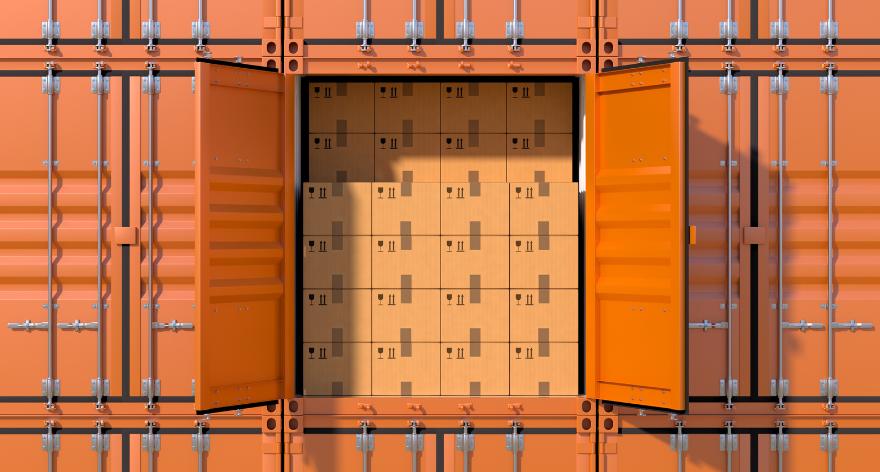 shipping boxes inside orange container