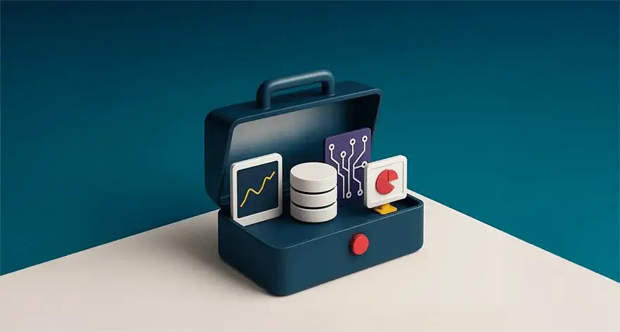Koffertje met data visual items